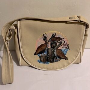 Vintage The Original Florida Keys Natural Color Handbag Pelicans Nautical Vinyl
